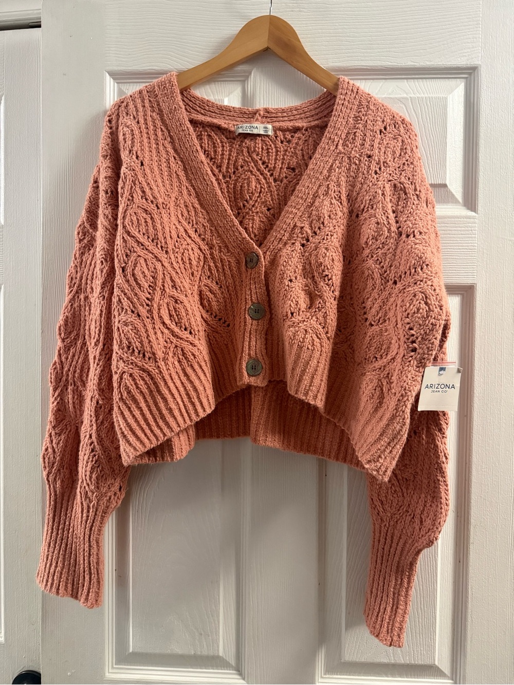 🆕 Arizona Jean Co. Cropped Cable-Knit Cardigan Sweater Size XXL